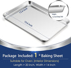 P&P CHEF 19.6 Inch Baking Cookie Sheet, Oven Pan Tray Stainless Steel Sheet Pan for Kitchen, Oven Bakeware for Multi Uses, Shiny Look & Dishwasher Safe, Healthy & Heavy Duty, 1Pc