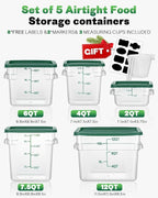 6QT Clear Food Storage Containers: 4 PCS[Food Grade][Hot&Cold Resistant] NSF Food Storage Containers with Lids for Home Restaurant Kitchen Storage Pizza Proof Dough, Green N