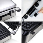 Panini Waffle Maker Combo | Panini Grill Press Sandwich Maker, Smokeless Indoor Grill, 1600W, 180° Open, Removable Plates, Stainless Steel, Ideal Kitchen Gift for Steak, Hamburger, Waffle