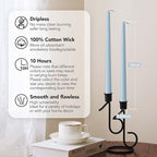 New Burning Formula Unscented Dripless 12-Inch Taper Candles Set of 12 - Baby Blue, for Wedding, Dinner - Smokeless, Long Burning - Hand Poured, Colored Tall Candlesticks - Azul Bebé