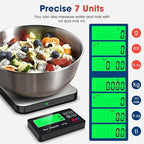 Mik-Nana Food Scale, 22lb Digital Kitchen Scale with 7 Units LCD Display & Tare Function, Stainless Steel Weight Grams and Ounces for Baking, Cooking and Meal Prep (Batteries Included)