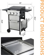 3-Burner Propane Gas BBQ Grill with Plate, 36900 BTU 2 in 1 Propane Griddle Grill Combo with 2 Foldable Side Table for Outdoor Cooking Camping Patio Backyard (3 burner +griddle)