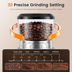 Burr Coffee Grinder Electric, 30 Grinding Settings Emojoy Coffee Bean Grinder, Burr Coffee Grinder for Home Use, Touchscreen and LED Control Panel, Stainless Steel, Conical Burr Grinder