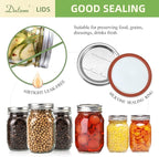 Dalzom® 24Pcs Canning Lids with 24Pcs Rings Wide Mouth, Premium Mason Jar Lids with Bands/Rings for Ball, Kerr Jars - Food Grade Material, 100% Fit & Airtight for Wide Mouth Mason Jars
