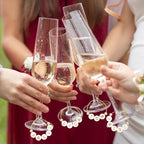 Outus 50 Set DIY Wine Glass Charms 1000 Letters Beads 100 Golden Beads 50 Rings for Stem Glasses 1 Tweezer Custom Personalized Charms Wine Glass Markers for Wedding Party Bridal Shower