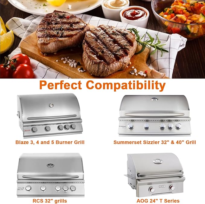 Half Size Griddle Insert for Blaze 3, 4 and 5 Burner Grills Reversible Cast Iron Griddle Plate for Summerset Sizzler 32", 40" and AOG 24'' T Series Flat Top Griddle for RCS 32" Grills