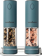 ThermoMaven Electric Salt and Pepper Grinder Set, 110ml Larger Rechargeable Automatic Salt and Pepper Mill Grinder with 6 Adjustable Coarseness, Electric Salt and Pepper Shakers, LED, Navy Blue