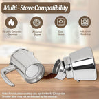 2 Cup Thickened Moka Pot 304 Stainless Steel 100ml Italian Espresso Coffee Maker Stovetop CoffeeMakers Mocha Pot Percolator for Induction Stove Classic Cafe Makers Portable for Easy Brewing