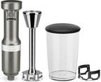 KitchenAid 13-Cup Food Processor, Black Matte & Variable Speed Corded Hand Blender KHBV53, Contour Silver