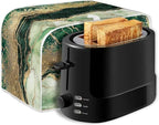 JEOCODY Teal Gold Marble Toaster Cover With Handle - 2 Slice Appliance Cover for Bread Maker, Kitchen Small Appliances, Universal Size Microwave Oven - Dustproof