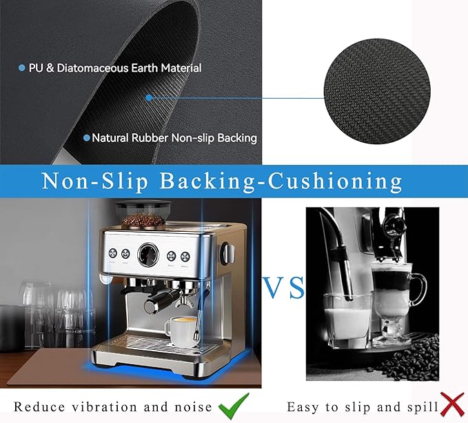 Coffee Mat for Countertops ,Coffee Bar Accessories Fit Under Coffee Maker Espresso Machine, Absorbent Hide Stain Rubber Mat for Countertop ,Dish Drying Mat for Kitchen Counter (Brown, 17"x31.5")