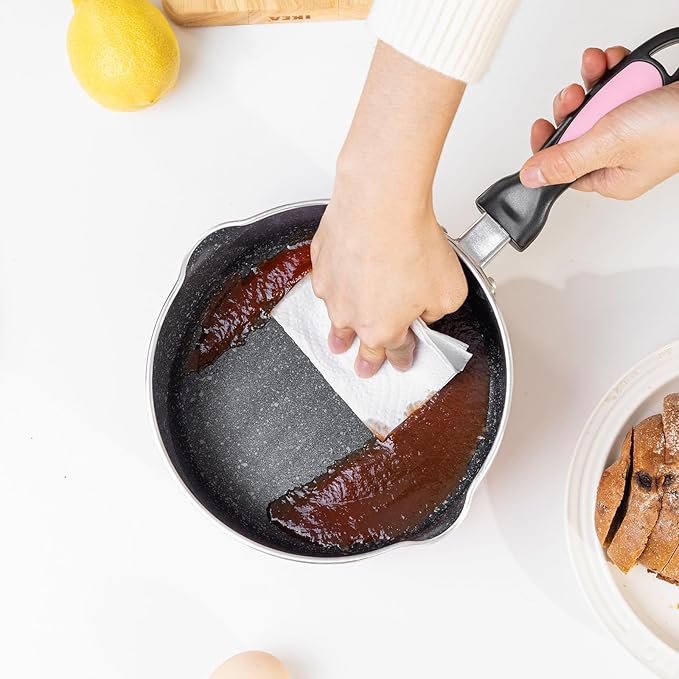 Nonstick Saucepan Set with Lid, Non Stick 1Qt & 2Qt & 3Qt Sauce Pan Set with Glass Lid Small Pot for Home Kitchen