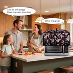Hummingbird Cherry Blossom Print Toaster Oven Cover, Heat-Resistant Toaster Cover Dust-Proof Microwave Oven Protector, Protections for Kitchen, Black, (Small-14.5*18.46*9 inches)