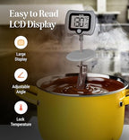 Digital Candy Thermometer with Pot Clip, 10" Long Stainless Steel Probe, Instant Read Kitchen Thermometer for Cooking, Baking, and Candy Making (Gray)