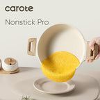 CAROTE Nonstick Stock Pot with Lid Soup Pot, 4 Quart with Lid, Casserole Super Easy to Clean Non Stick Cooking Pot Cookware PFOA Free, White Granite