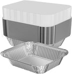 WANBAO 150 PACK 8.3"x6.2" Disposable Tin Foil Pans with Lids 2.25LB Aluminum Pans To Go Containers for Cooking, Baking, Catering Party Meal Prep, Take Out, Freeze