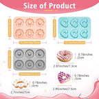 3 Pack Silicone Donut Pan, Non-stick Doughnut Molds for Baking, 6 Cavity Donut Maker Muffin Cupcake Bagel Making Tray (Gray, Pink, Blue)