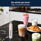 Sakgos Milk Frother Rechargeable Handheld - Electric Whisk 3 Speed Adjustable, Coffee Frother Wand with 3 Stainless Whisks, Electric Foam Maker, Drink Mixer Blender for Latte Cappuccino Matcha Egg