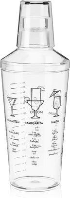 True Maraca Cocktail Shaker with Built In Strainer, Drink Mixer with 7 Classic Drink Recipes & Measurements, Perfect for Game Nights, BBQ, House Party, Picnic, Home Bar Accessories, 16 oz, Set of 1