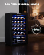 EUHOMY 25 bottle Wine Cooler Refrigerator, Freestanding Compressor Wine Fridge with Adjustable Temperature and Digital Control, Mini Fridge with Glass Door for Red White Wine, Beer, Black