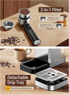 KEENSTAR Espresso Machine 20 Bar Coffe Maker with Rapid Cold Brew, Compact Espresso Maker for Hot and Cold Cappuccino, Latte, Stainless Steel Coffee Machines with 1200ml Removable Water Tank