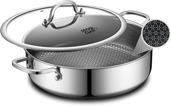 Saute Pan,Hybrid Non Stick 6.5 Quart Everyday Braiser pan,Chicken Fryer, PFOA Free Cookware,12.5 inch Deep Frying Pans with Lid,Dishwasher and Oven Safe,Works on Induction,Ceramic and Gas Cooktops