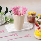 20PCS Drink Stirrers Cocktail - Shimmeroo Pink Bow Acrylic Drink Stirrers, 6 Inch Long Reusable Plastic Stirrer for Wedding Birthday Bridal Bachelorette Party Supplies Cupcake Decorations