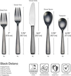 Mikasa Delano Black Satin 20-Piece Stainless Steel Flatware Set, Service for 4