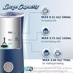 Huogary Milk Forther Simple Milk Frother and Steamer 2-in-1 Milk Steamer with Hot Milk Foam and Hot Milk for Latte, Macchiato, Cappuccinos, Blue