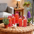 Flameless LED Candles with Timer 5 Pc Flickering Flameless Candles for Romantic Ambiance and Home Decoration Stable Acrylic Shell,with Embedded Star String，Battery Operated Candles(Pink)