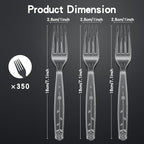 350 Count Clear Plastic forks, Extra Heavy Duty Plastic Forks, Premium Disposable Forks, BPA-Free stainless steel fork disposable for Party Supplies, Weddings and Everyday Use