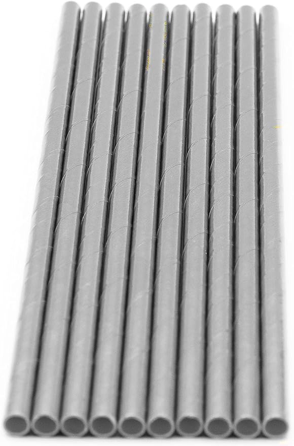 Pack of 900 Silver Foil Biodegradable 4-Ply Paper Drinking Straws (Compostable, Non-toxic, BPA-free)