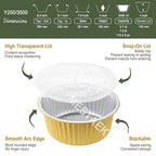 10" Deep Round Aluminum Foil Pans with Lids (5 Pack), Heavy Duty Grease-Resistant Containers for Baking, Heating, Meal Prep & Food Storage, 4" Depth, 118oz