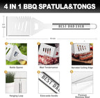 Dad Gifts from Daughter, Dad Grilling Accessories Christmas, Heavy Duty Stainless Steel Grill Set BBQ Grill Tools for Outdoor Grill with Aluminum Case, Grill Utensils Set Ideal Grilling Gifts