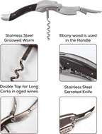 Semecca® Wine Opener – Professional Waiter’s Corkscrew, Double Hinged Wine Key, Wine Bottle Opener with Wooden Gift Box, Gift for Wine Lovers