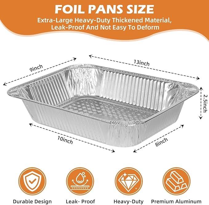 Findful Aluminum Pans 9x13 (30 Pack) – Foil Pans, Aluminum Trays for Cooking, Baking, Storing & Prepping Food – Tin Foil Pan, Disposable Baking Pan – Heavy-Duty, Leak-Proof & Oven-Safe