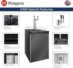 Kegco K309X-2 Keg Dispenser, 2 Faucet, Black Stainless Steel