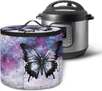 Purple Butterfly Electric Pressure Cooker Insulation Bag Smooth Flat Surface Pressure Cooker Storage Bag with Handle and Pockets
