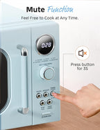COMFEE' Retro Microwave Oven, Small Microwave with 6 Auto Menus, 0.9 cu.ft Countertop Compact Microwave with Multi-stage Cooking, Mute Function, LED digital, Green/900W, CMO-MMP02AA(GN)