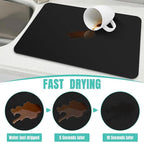 WISELIFE Coffee Mat Super Absorbent Dish Drying Mat Bar Accessories Match with Coffee Machine Large Drying Mats for Kitchen Counter 16" W x 24" L, Black