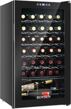 ROVSUN 34 Bottle Wine Cooler Refrigerator, Freestanding Compressor Wine Chiller, Beverage Wine Fridge with Digital Temperature Control & Double-layer Glass Door for Red White Wine, Champagne, Beer