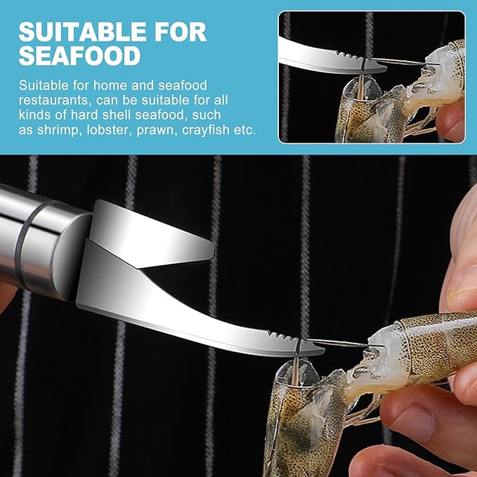 CoguZed 2-Piece Stainless Steel Shrimp Deveiner and Peeler Tool Set, Designed for Efficient Shelling and Cleaning of Seafood