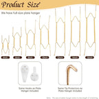 3 Pack 6/8/10 Inch Plate Wall Hangers for Display, Stainless Steel Hangers for Display with 1 Small Hook & 2 Medium Hooks for Plates/Platter/Dish/Picture（6''x1/8''x1/10''x1）