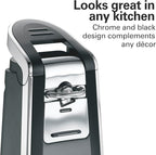 Hamilton Beach Smooth Touch Electric Automatic Can Opener with Easy Push Down Lever, Eliminates Sharp Edges, Opens All Standard-Size and Pop-Top Cans, Extra Tall, Black and Chrome (76606AG)