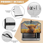 Highland Cattle Sunflower Print Toaster Cover Air Fryer Dust Cover Anti Fingerprint Aztec Toaster Oven Cover Washable Kitchen Small Appliance Covers (Small-14.5 * 18.46 * 9 inches)