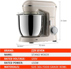 Stand Mixer, 5.5 Quart, 10 Speed Tilt-Head Kitchen Mixer, Copper Motor, Household Food Mixer with Bowl, Flat Beater, Dough Hook, Egg Whisk (450W Cream)