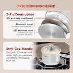SUNHOUSE – 1.5 Quart Stainless Steel Sauce Pan with Lid - PFOA-FREE, Stainless Steel Sauce Pan, Induction base, Stay-Cool Handle, Compatible with All Cooktops Gas, Geramic, Electric etc.