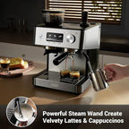 Gevi 20 Bar Espresso Machine with Built-in Grinder & Milk Frother | Professional Coffee Maker for Home | Cappuccino, Latte, 2.3L Removable Water Tank, Stainless Steel Steam Wand