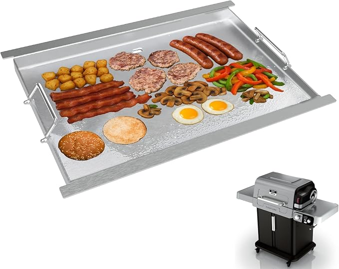 Upgrades Full-Size Griddle Inserts for Ninja PG300 Series Grill Accessories, Stainless Steel Sizzle Griddle Plate for Ninja FlexFlame Grills, for Flex Flame XSKHLFGRIDLE Accessories, 24"x17''