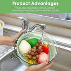 PP Salad Spinner, Multi-Use Basket, 4.22 QT Large Capacity Salad Washer Labor Saving Lettuce Spinner Multiple Water Outlet Lettuce Drainer for Household(Green)